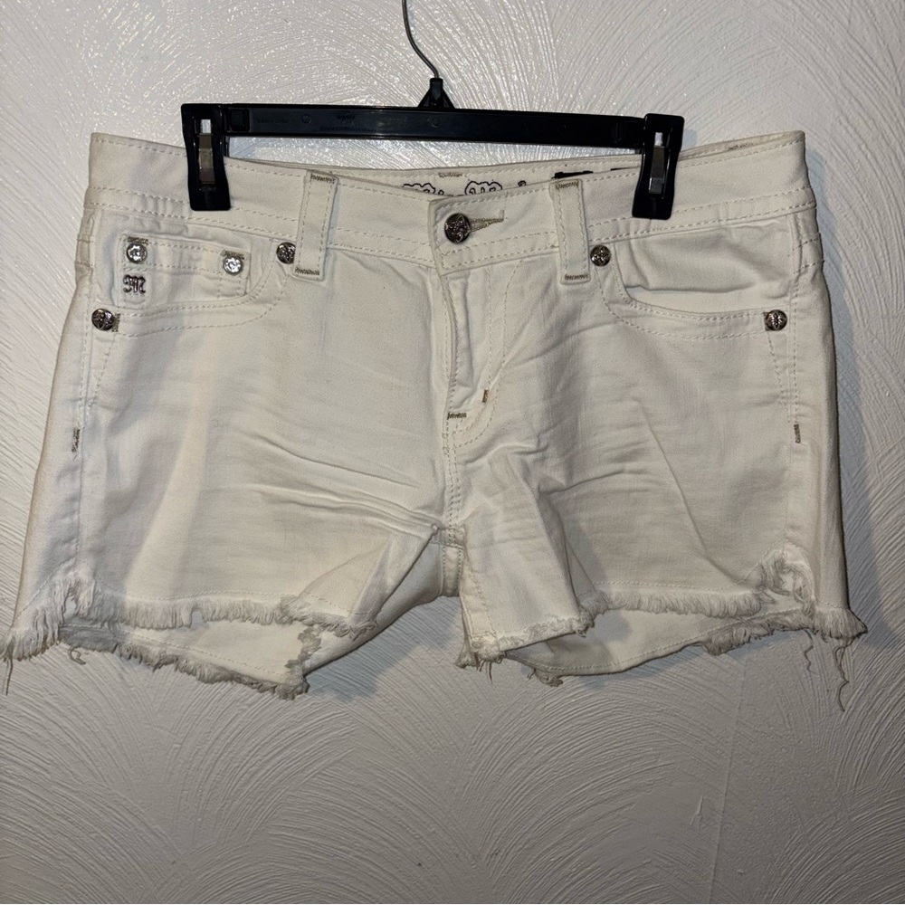 Miss Me White Distressed Frayed Hem Jean Shorts